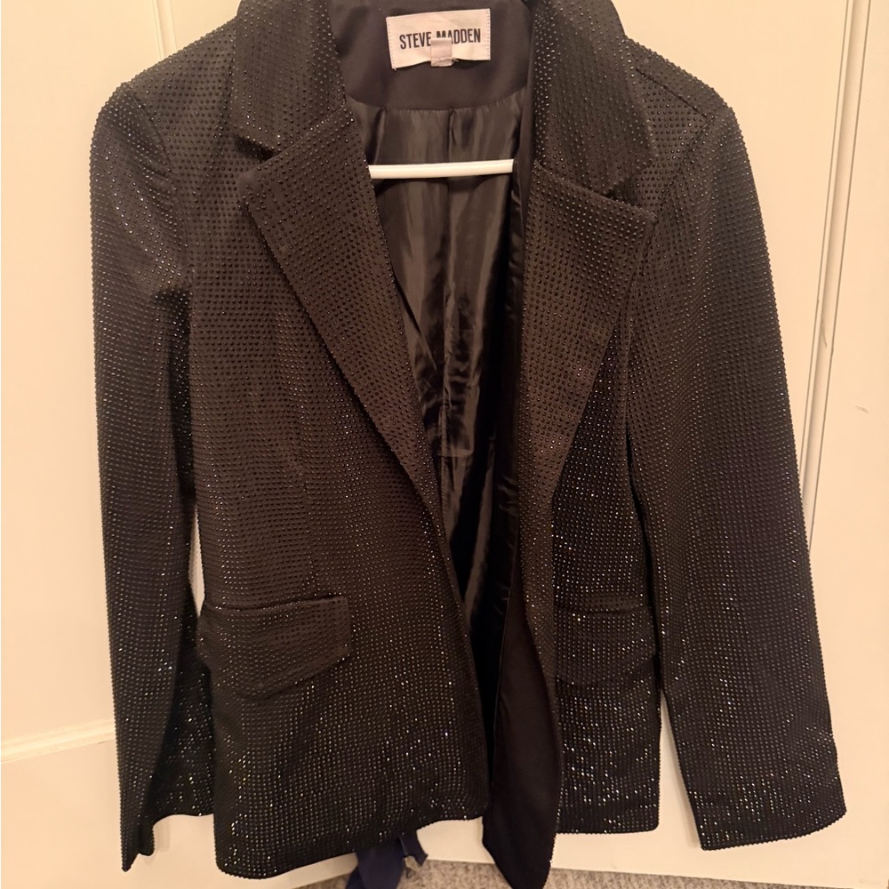 Steve Madden sparkle Black Glitter Women's Blazer